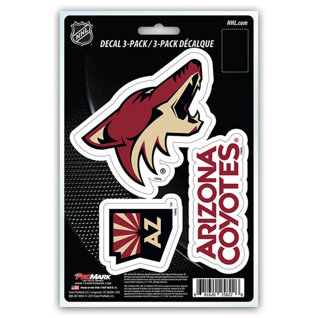 Paquete de 3 calcomanías troqueladas del equipo Arizona Coyotes