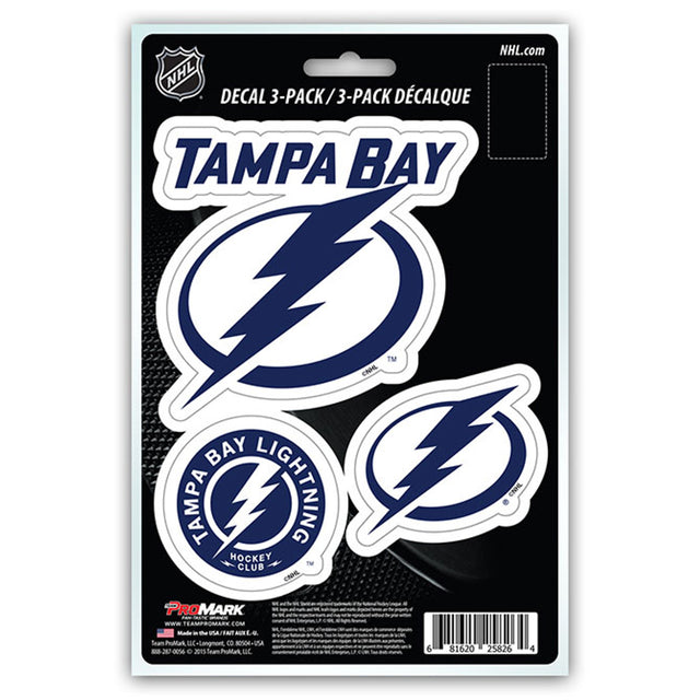 Paquete de 3 calcomanías troqueladas del equipo Tampa Bay Lightning