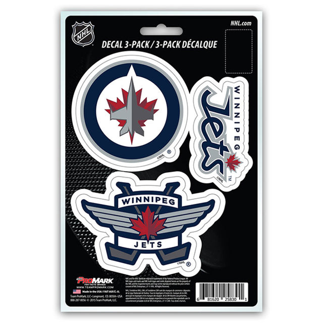 Paquete de 3 calcomanías troqueladas del equipo Winnipeg Jets