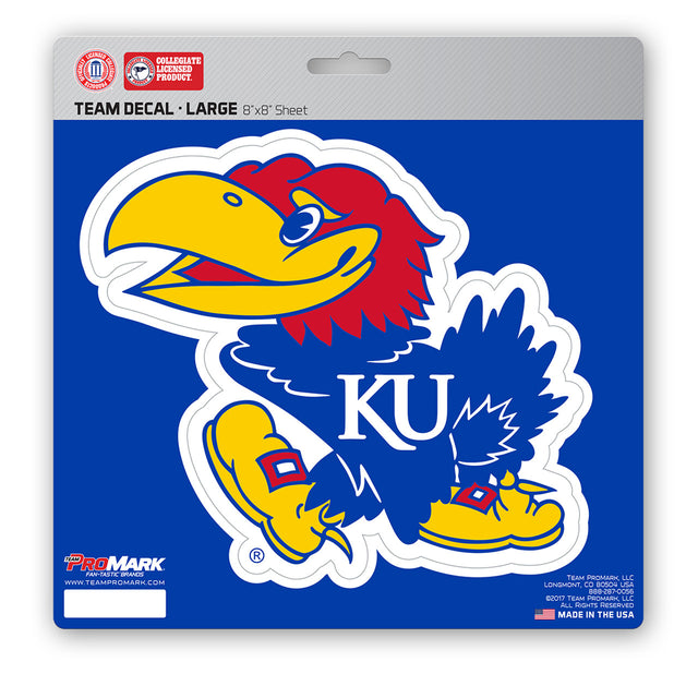 Calcomanía de los Kansas Jayhawks troquelada de 8 x 8 pulgadas