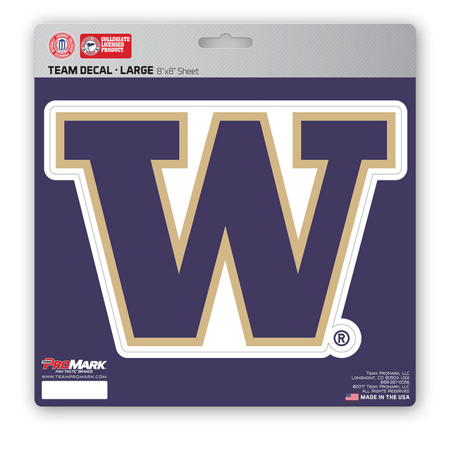 Calcomanía troquelada de Washington Huskies de 8 x 8 pulgadas