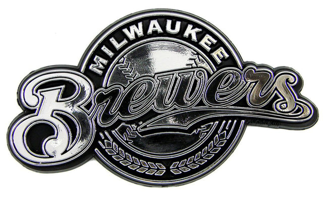 Emblema para automóvil de los Cerveceros de Milwaukee, color plateado