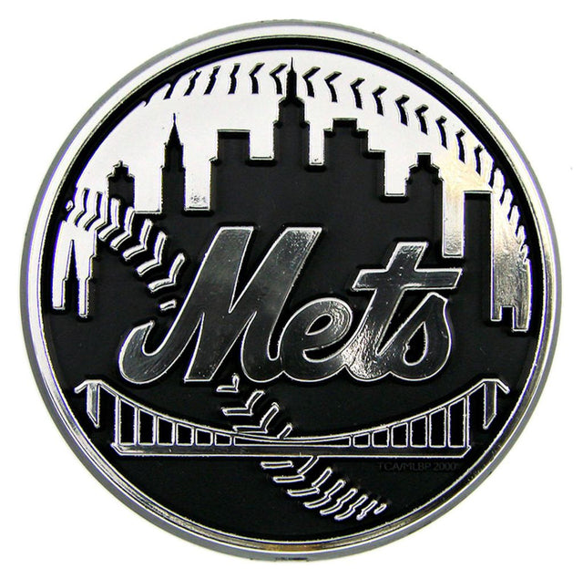 Emblema para automóvil de los Mets de Nueva York, color plateado