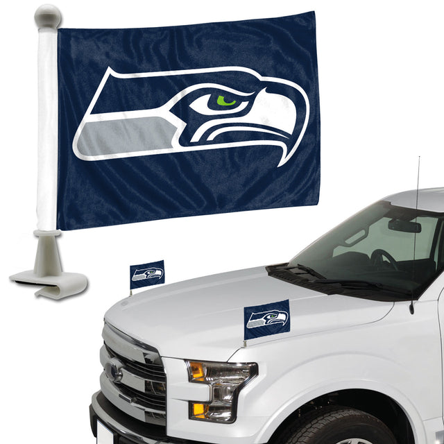 Juego de 2 banderas de los Seattle Seahawks, estilo Ambassador