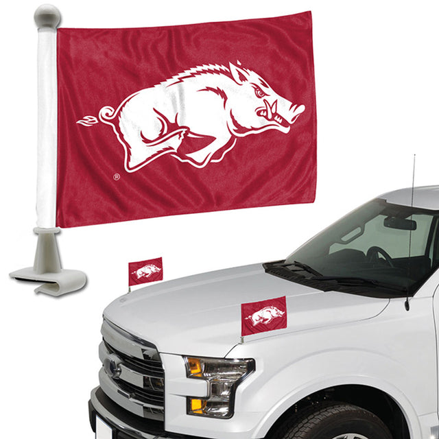 Juego de banderas de Arkansas Razorbacks, 2 piezas, estilo embajador