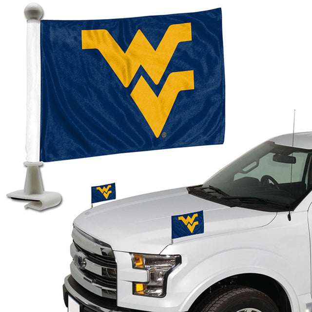 Juego de 2 banderas de los Mountaineers de West Virginia, estilo embajador