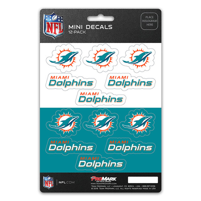 Juego de calcomanías de los Miami Dolphins, paquete de 12 unidades