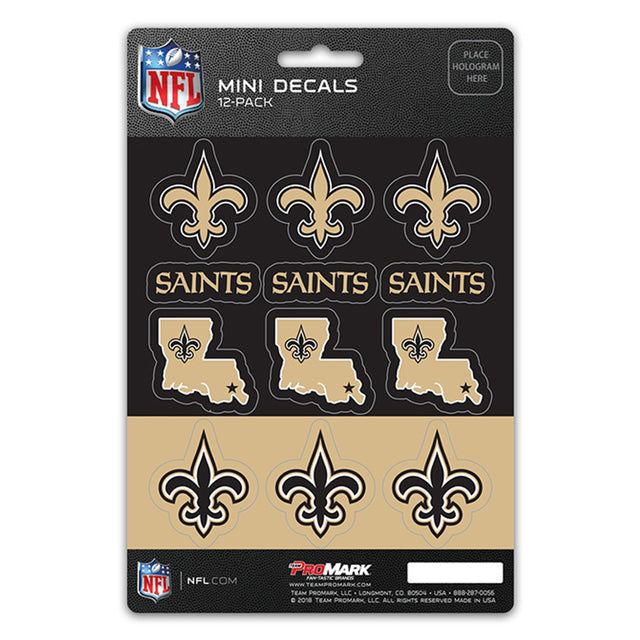 Juego de 12 calcomanías pequeñas de los New Orleans Saints