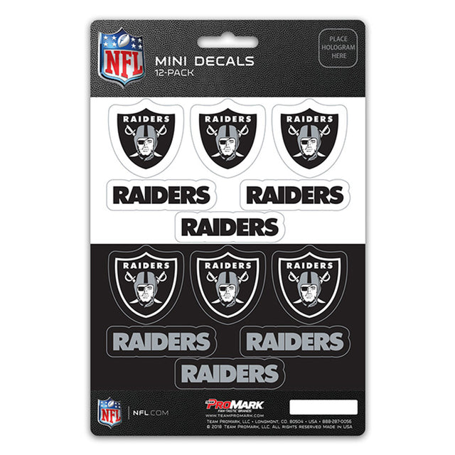 Juego de calcomanías de los Raiders de Las Vegas, paquete de 12 unidades