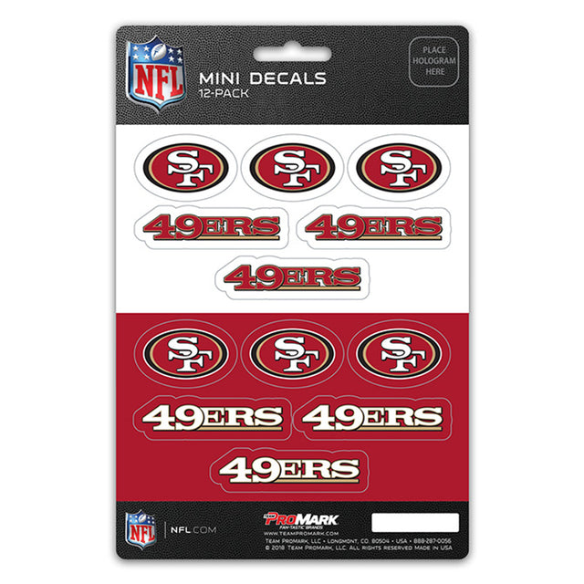 Juego de calcomanías de los San Francisco 49ers, paquete de 12 unidades