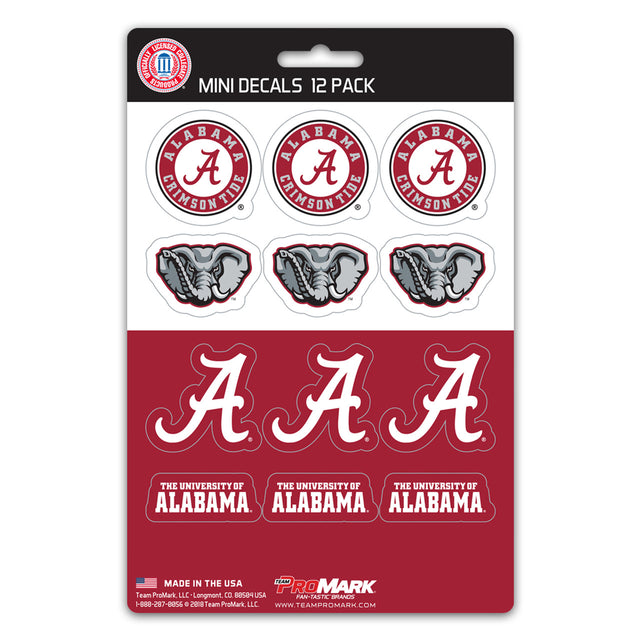 Juego de calcomanías de Alabama Crimson Tide, paquete de 12 unidades