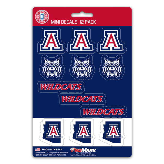 Juego de calcomanías de Arizona Wildcats, paquete de 12 unidades