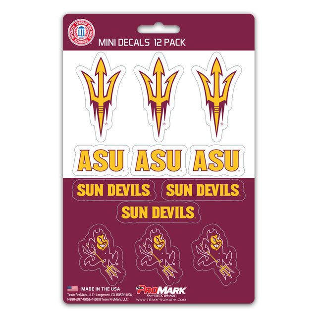 Juego de calcomanías pequeñas de Arizona State Sun Devils, paquete de 12