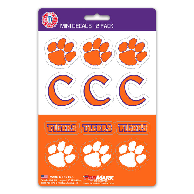 Juego de calcomanías de los Clemson Tigers, paquete de 12 unidades