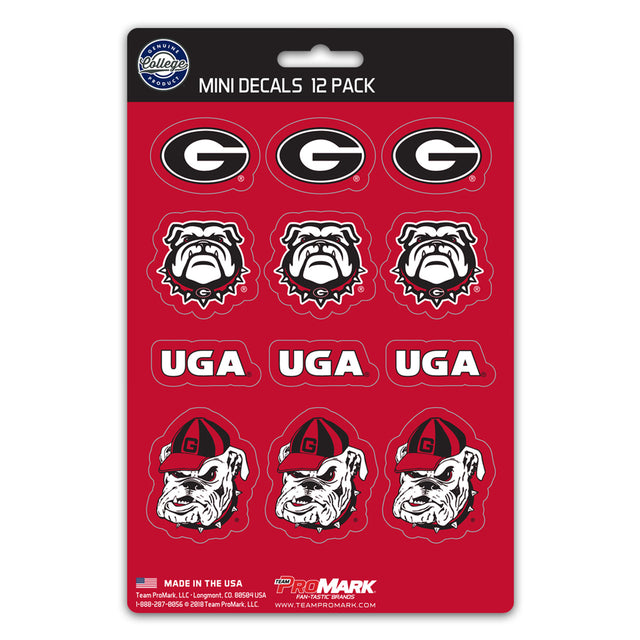 Juego de calcomanías de Georgia Bulldogs, paquete de 12 unidades