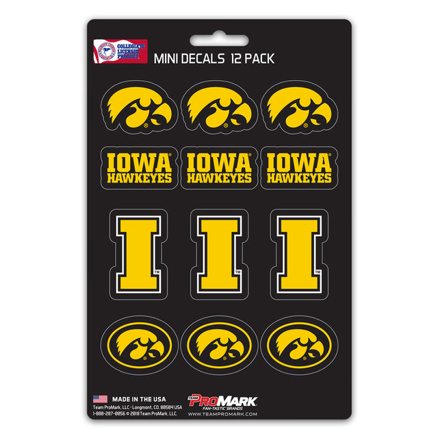 Juego de calcomanías de Iowa Hawkeyes, paquete de 12 unidades