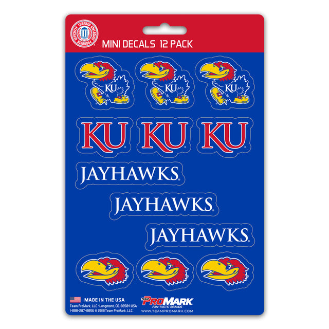 Juego de calcomanías de los Kansas Jayhawks, paquete de 12 unidades