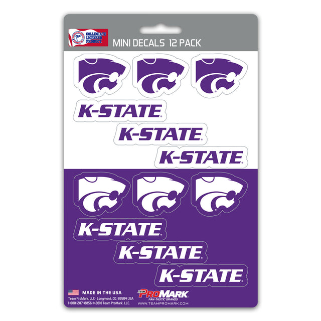 Juego de calcomanías de Kansas State Wildcats, paquete de 12 unidades