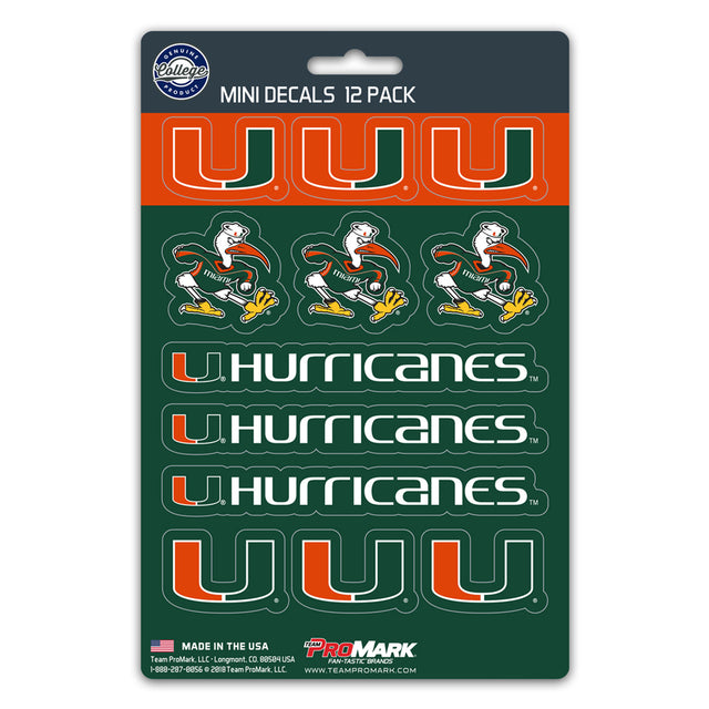 Juego de calcomanías de los Miami Hurricanes, paquete de 12 unidades