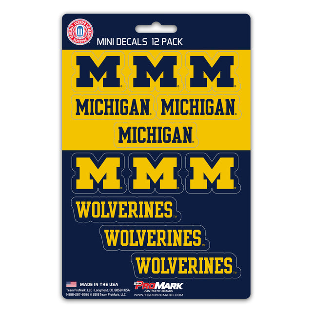 Juego de calcomanías de los Wolverines de Michigan, paquete de 12 unidades