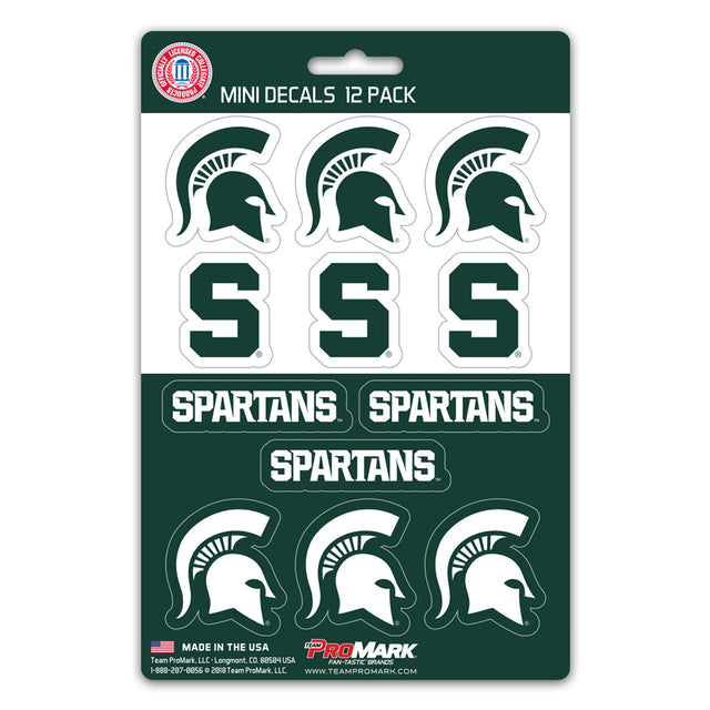 Juego de calcomanías de los Spartans de Michigan State, paquete de 12 unidades