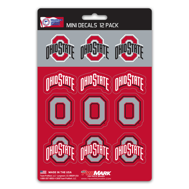 Juego de calcomanías pequeñas de Ohio State Buckeyes, paquete de 12