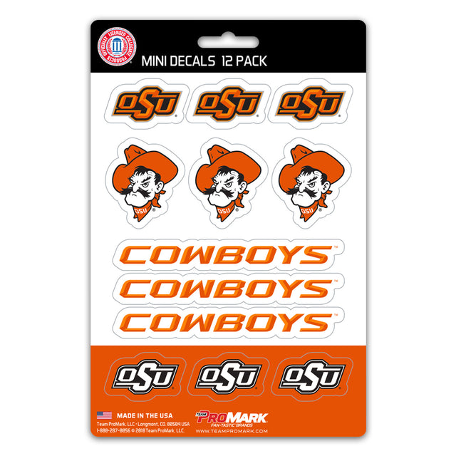 Juego de calcomanías de los Oklahoma State Cowboys, paquete de 12 unidades