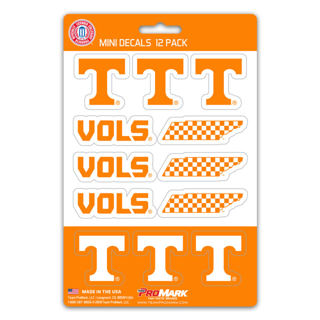 Juego de calcomanías de Tennessee Volunteers, paquete de 12 unidades