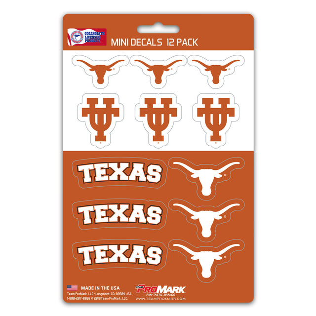 Juego de calcomanías de Texas Longhorns, paquete de 12 unidades