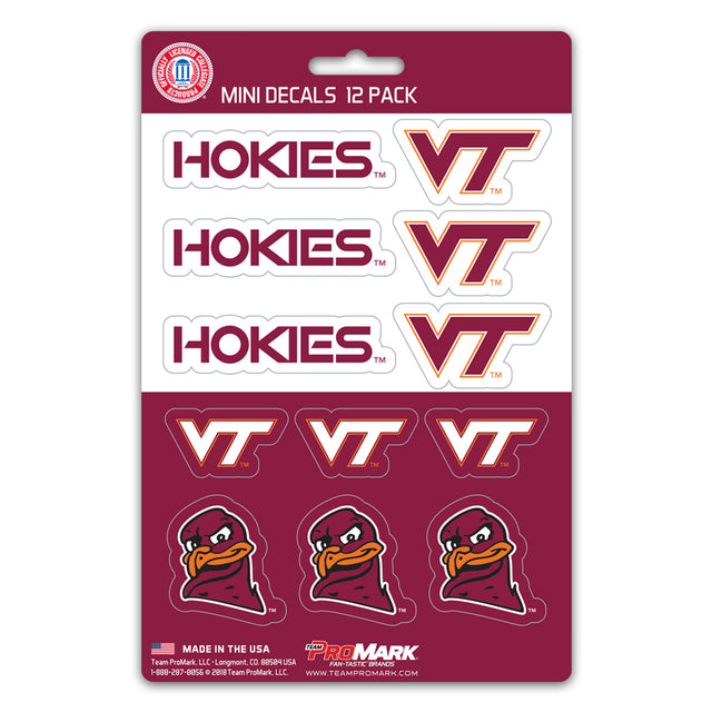 Juego de calcomanías de Virginia Tech Hokies, paquete de 12 unidades