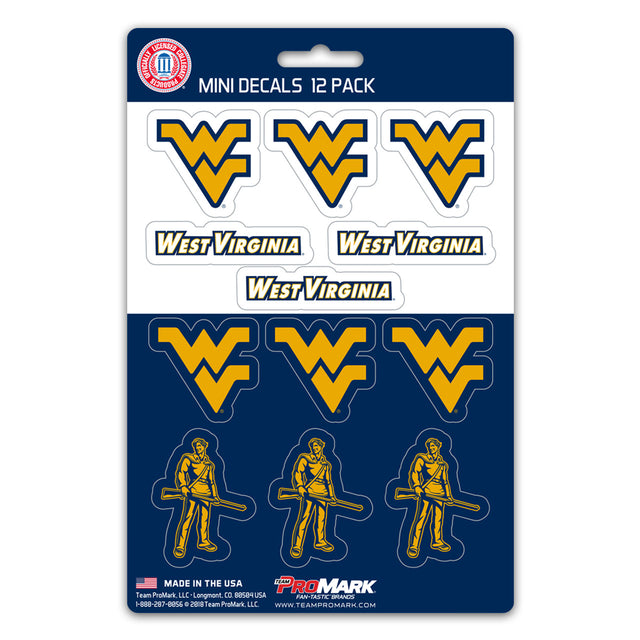 Juego de calcomanías de los West Virginia Mountaineers, paquete de 12 unidades