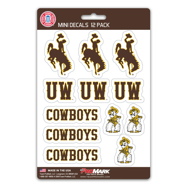 Juego de calcomanías de los Wyoming Cowboys, paquete de 12 unidades