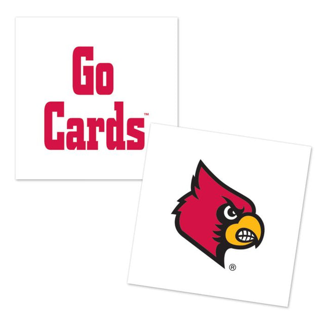 Louisville Cardinals Two Designs Tattoo 4 pack