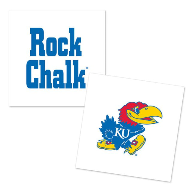 Paquete de 4 tatuajes con dos diseños de los Kansas Jayhawks