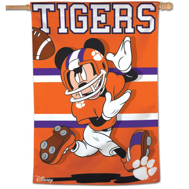 Bandera vertical de Mickey Mouse de Clemson Tigers / Disney de 28" x 40"