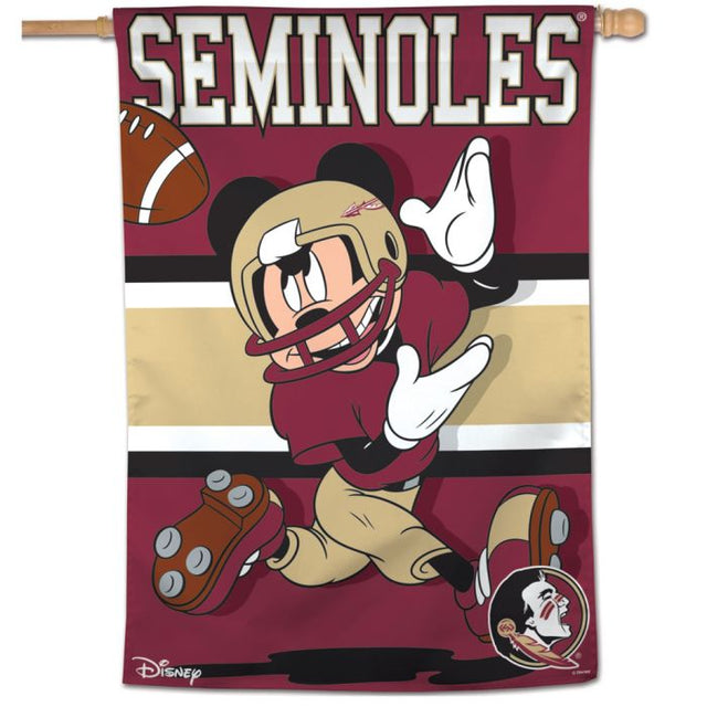 Bandera vertical de Mickey Mouse de Disney de los Seminoles de Florida State, 28" x 40"