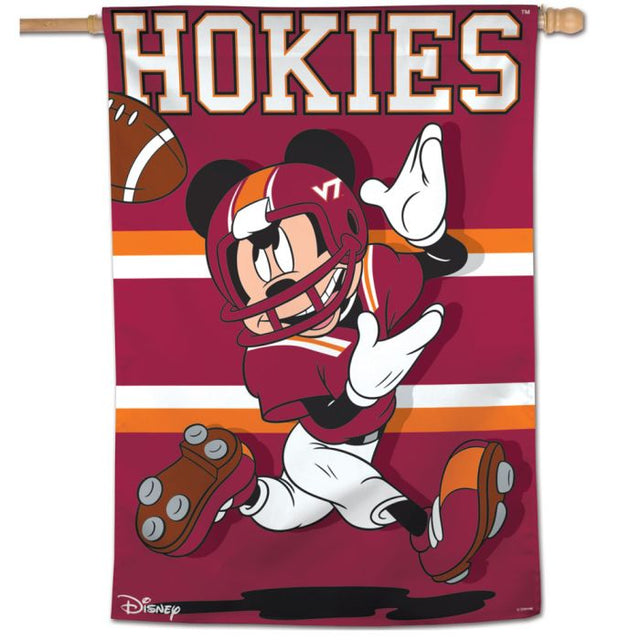 Bandera vertical de Mickey Mouse de Virginia Tech Hokies / Disney de 28" x 40"