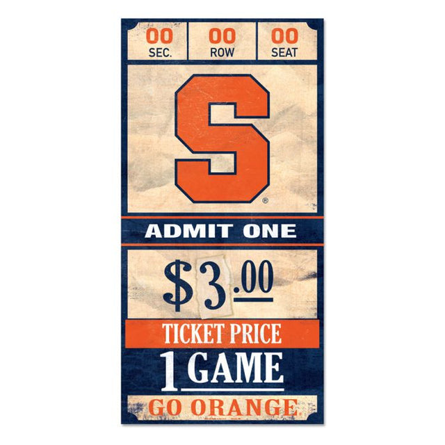 Syracuse Orange ticket Wood Sign 6x12 3/8" thick