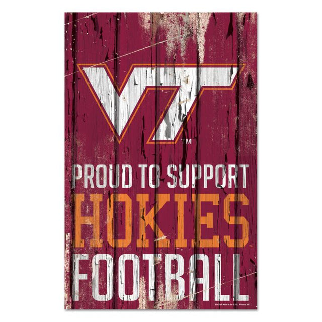 Letrero de madera de Virginia Tech Hokies de 11" x 17" y 1/4" de grosor