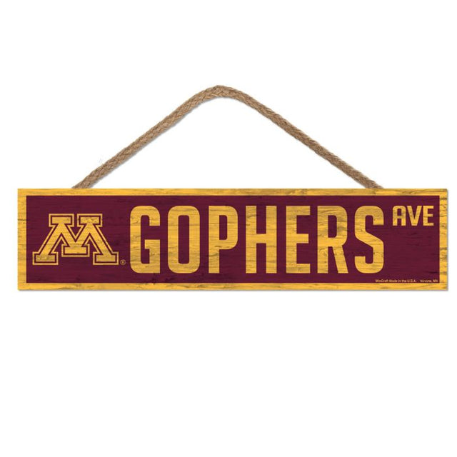 Minnesota Golden Gophers Wood Sign-with Rope 4" x 17"