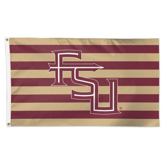 Bandera de lujo de 3' X 5' con el logotipo de la Florida State Seminoles / Stars and Stripes FSU y rayas