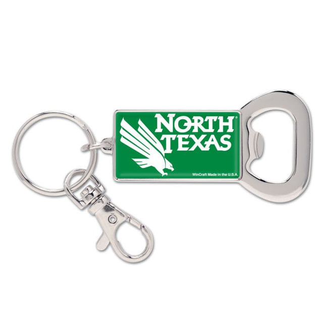 North Texas Mean Green Bottle Opener Key Ring Rectangle