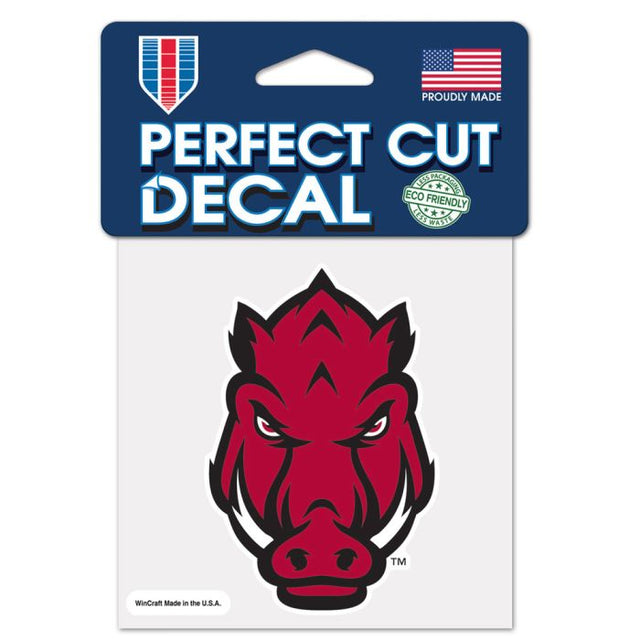 Calcomanía de color de corte perfecto de Arkansas Razorbacks de 4" x 4"