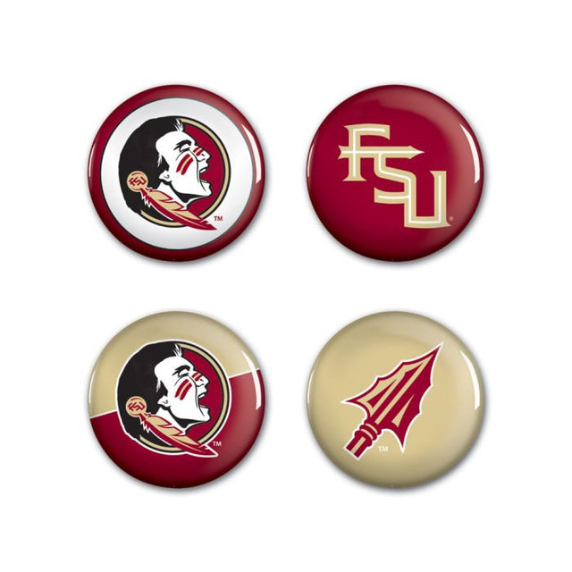 Paquete de 4 botones de los Florida State Seminoles de 1 1/4" de diámetro