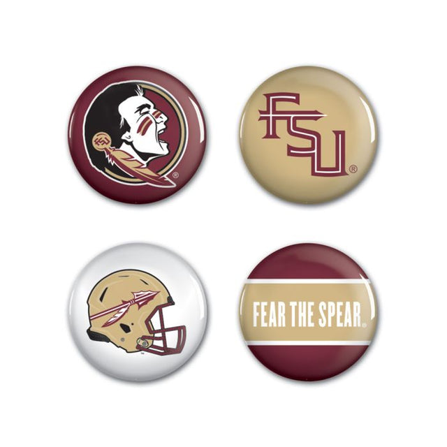 Paquete de 4 botones de los Florida State Seminoles de 1 1/4" de diámetro