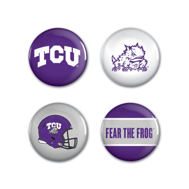 TCU Horned Frogs Button 4 Pack 1 1/4" Rnd