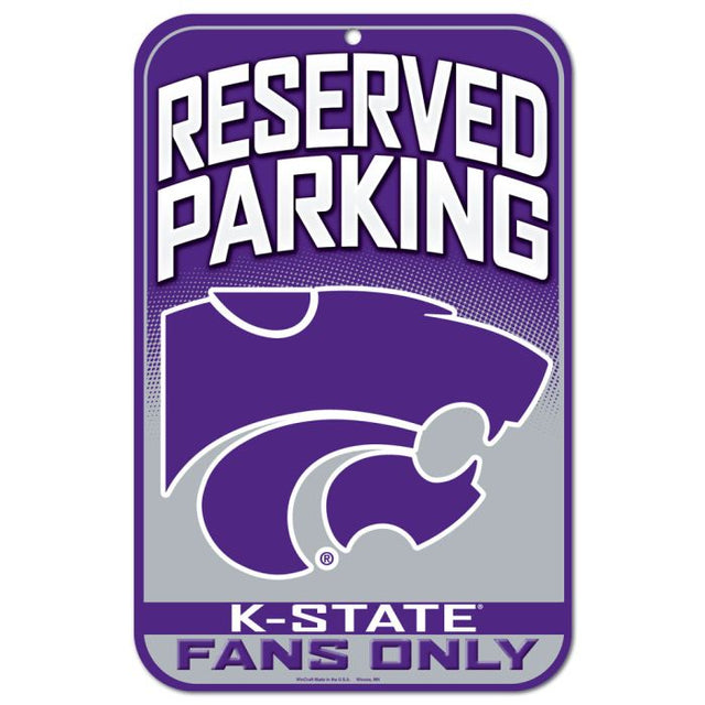 Letrero de plástico de estacionamiento reservado de Kansas State Wildcats de 11" x 17"