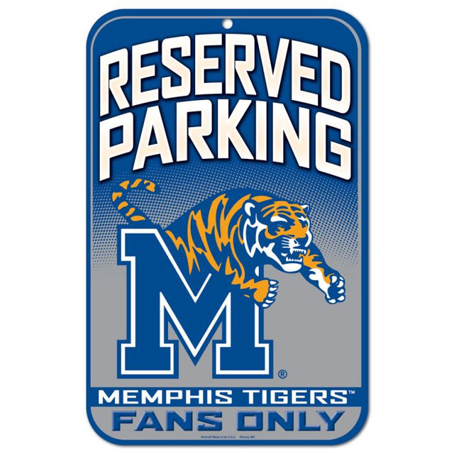 Letrero de plástico de estacionamiento reservado de Memphis Tigers de 11" x 17"