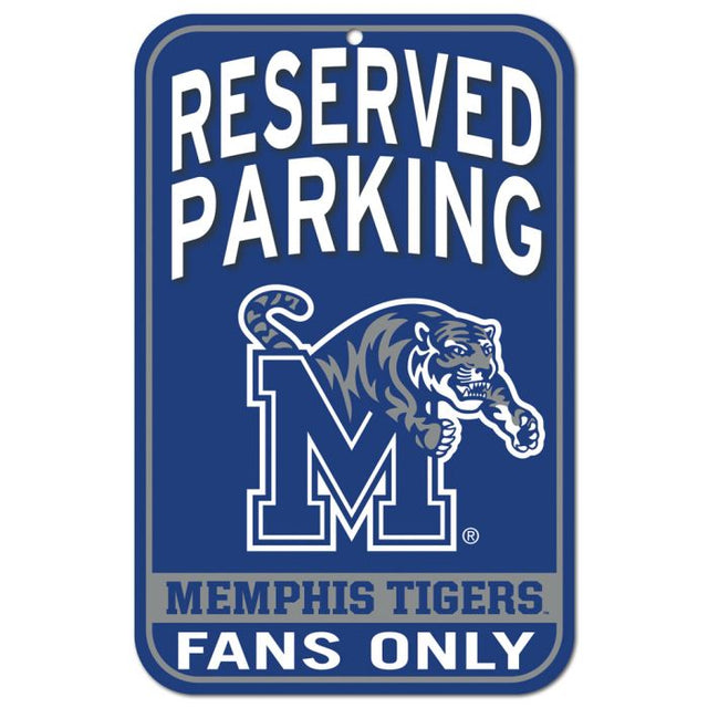 Letrero de plástico de estacionamiento reservado de Memphis Tigers de 11" x 17"