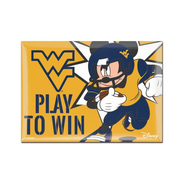 Imán de metal de 2,5" x 3,5" de West Virginia Mountaineers / Disney MICKEY MOUSE FOOTBALL